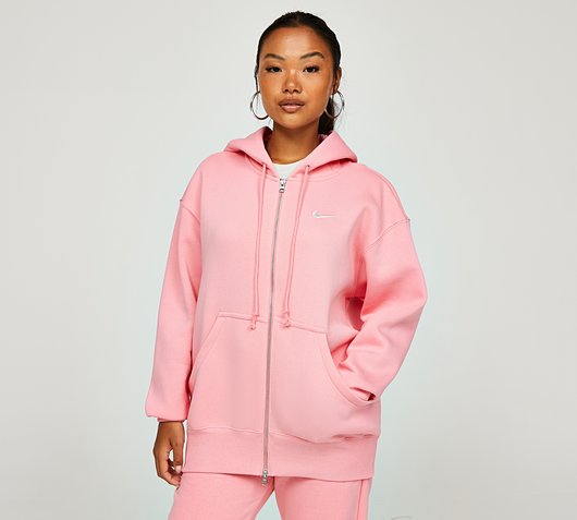 Nike Womens Sportswear Phoenix Fleece Full Zip Hoodie | Coral Chalk |  Footasylum