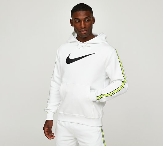 Nike Repeat HBR Overhead Hoodie | Summit White / Volt | Footasylum