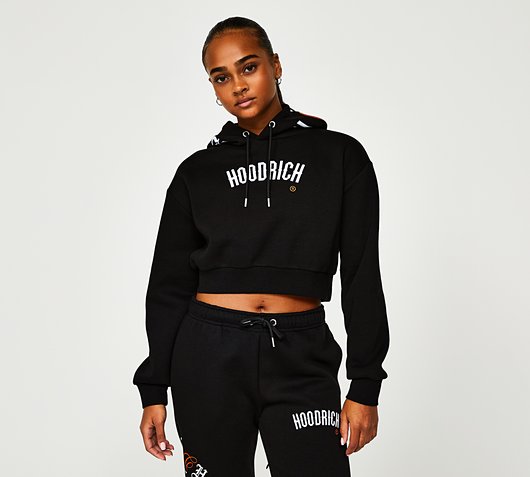 Hoodrich Womens Calor Cropped Hoodie | Black / Scarlet Ibis | Footasylum