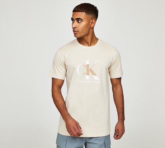 Calvin Klein Jeans Disrupted Monologo T-Shirt | Beige | Footasylum