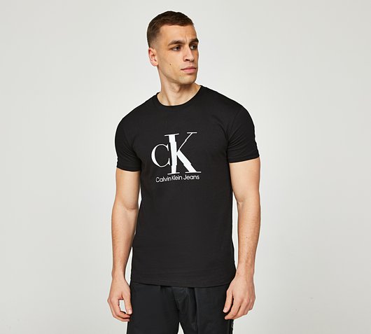 Calvin Klein Jeans Disrupted Monologo T-Shirt | CK Black / White ...