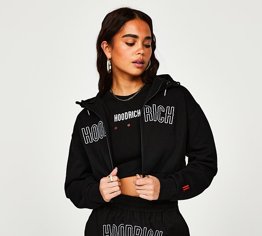 Hoodrich Womens OG Combat Full Zip Hoodie | Black / Mars Red | Footasylum