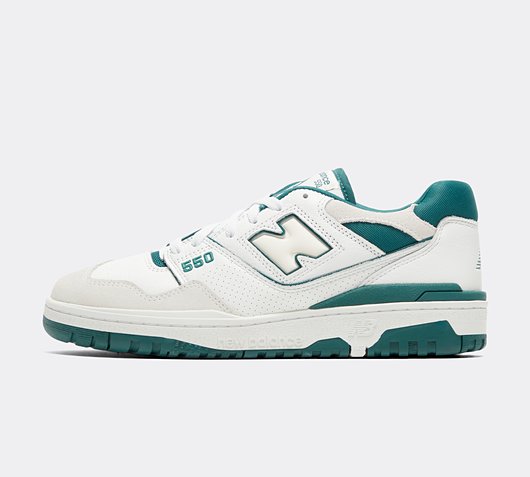 New Balance 550 Trainer | White / Dark Green | Footasylum