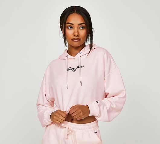 Womens Essential Logo Cropped Hoodie