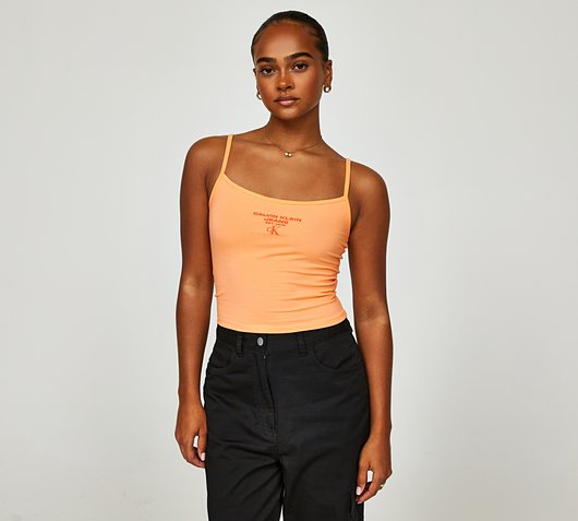 Calvin Klein Jeans Womens Strappy Multi Brand Tank Top | Crushed Orange ...