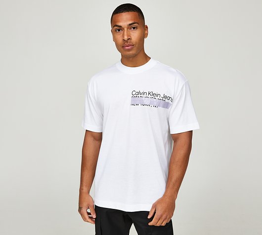 Calvin Klein Jeans Layered Address T-Shirt | Bright White | Footasylum