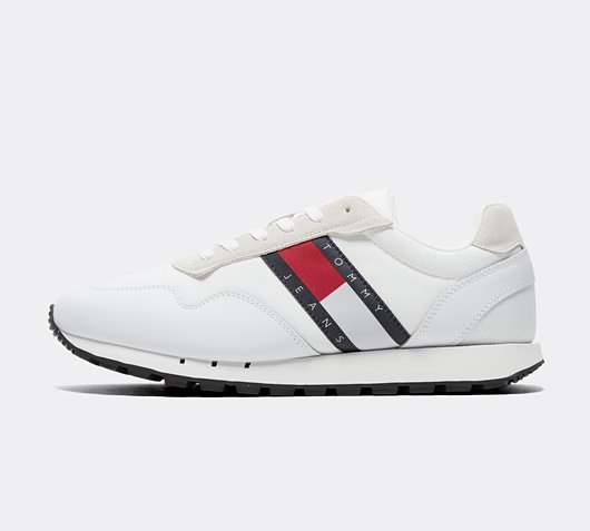 Tommy Jeans Retro Runner Trainer | White / White | Footasylum