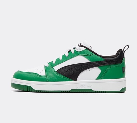 Puma Junior Rebound V6 Trainer | White / Black / Archive Green | Footasylum