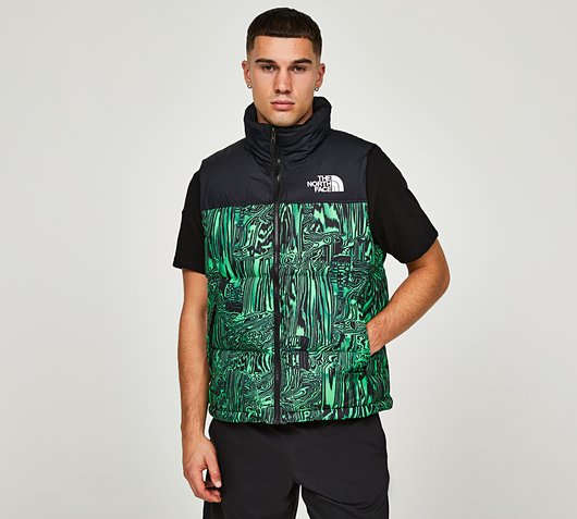 The North Face Nuptse Gilet | Chlorophyll Green / Digital Distortion ...