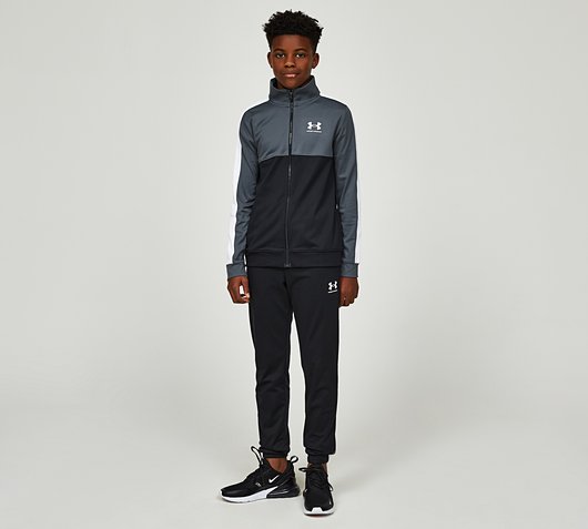 Under Armour Junior Colour Block Knit Tracksuit | Black / Grey / White ...