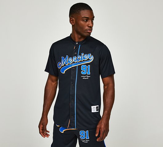 Mercier Strike Out Baseball Jersey - Blue - Size S
