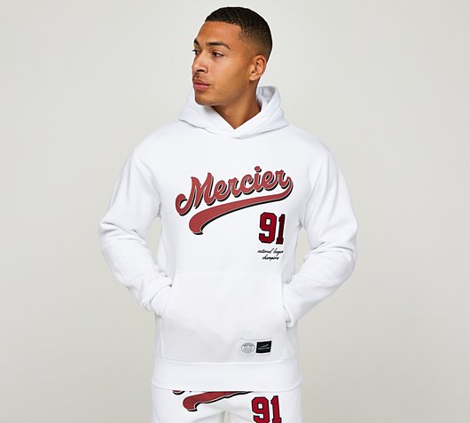 Mercier Strike Out Overhead hoodie | White / Red | Footasylum