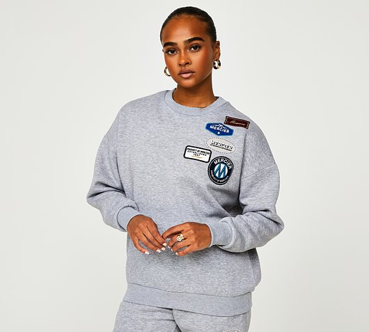 Grey marl paris store badge crewneck