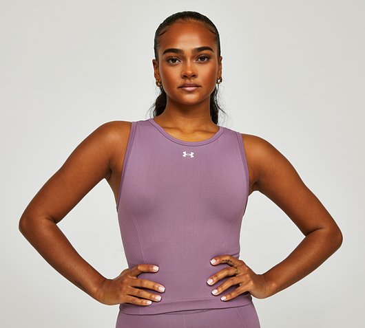 Purple sleeveless on sale under armour