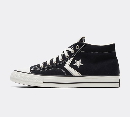 Converse Star Player Mid Trainer | Black Silver / White | Footasylum