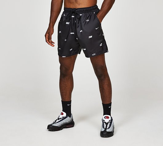 Nike AOP Woven Flow Short Black White Footasylum