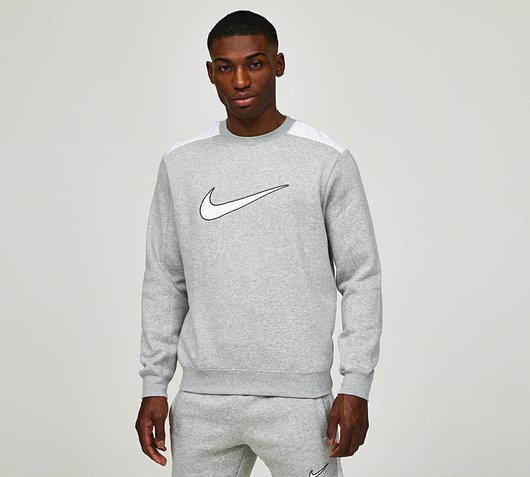 Nike Hybrid HBR Sweatshirt | Dark Grey Heather / White | Footasylum