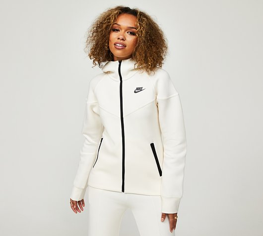 Nike Womens Tech Fleece Windrunner Full Zip Hoodie | Pale Ivory / Black ...