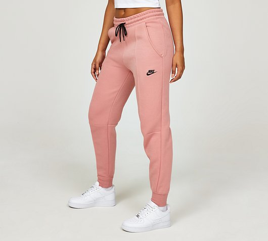 Nike Womens Tech Fleece Mid-Rise Pant | Red Stardust / Black | Footasylum