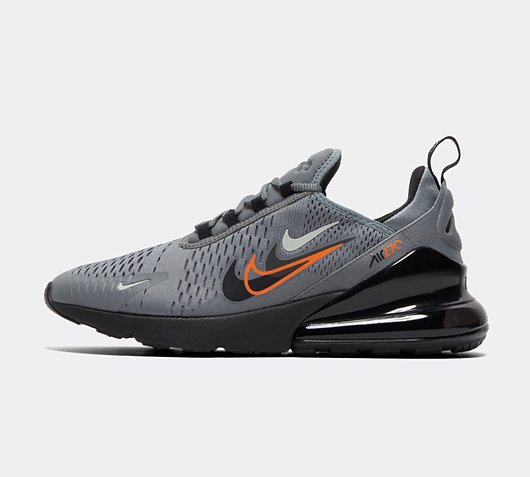 Nike Air Max 270 Trainer | Smoke Grey / Black / Bright Mandarin ...