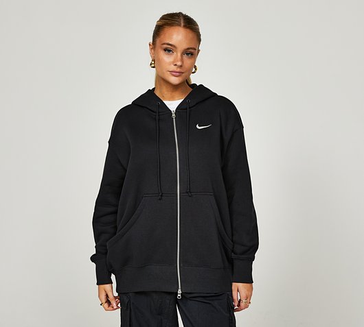 Nike Womens Phoenix Fleece Full Zip Oversized Hoodie | Black / Sail ...