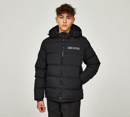 Risk and Reward Junior Upload Puffer Jacket | Jet Black | Footasylum