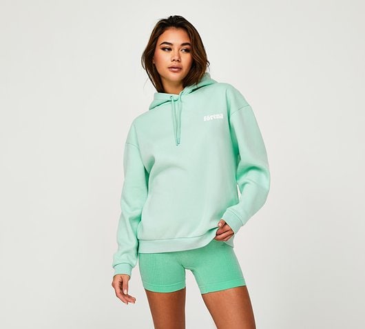 Forena Womens Good Energy Overhead Hoodie | Aqua / Ecru | Footasylum