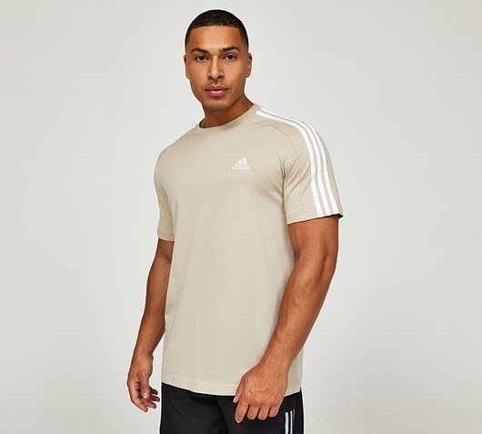 adidas 3-Stripes T-Shirt | Wonder Beige / White | Footasylum