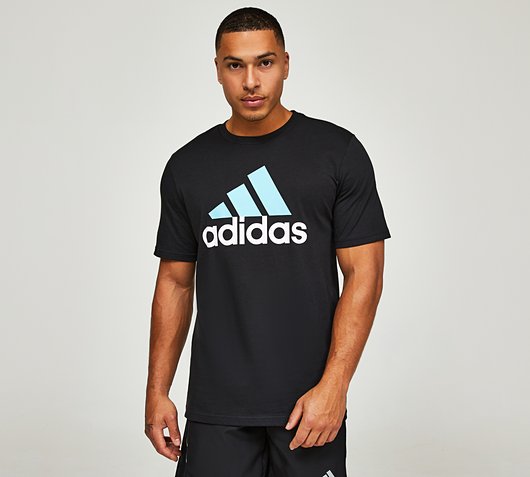 adidas Badge Logo T-Shirt | Black / Light Aqua | Footasylum