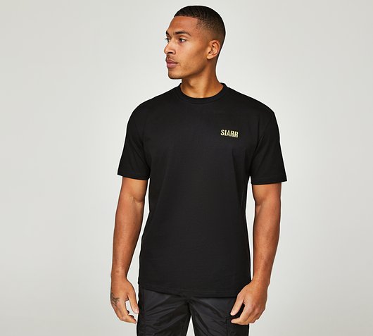 SIARR Faded Stencil T-Shirt | Black / Yellow | Footasylum