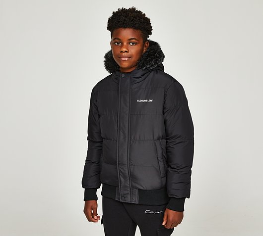 Hooded short puffer jacket best sale