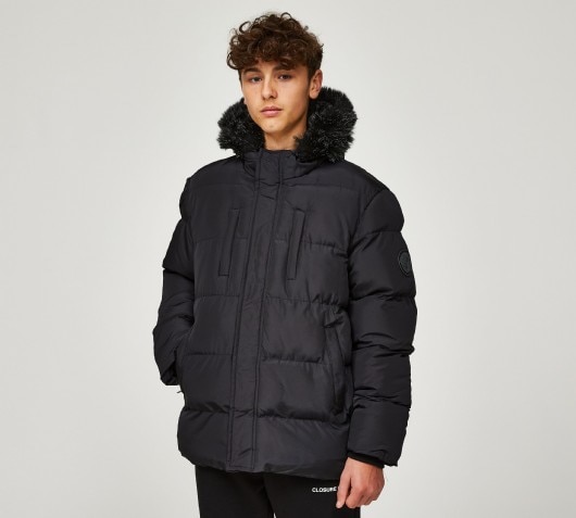 Closure London Junior Faux Fur Parka Jacket | Black | Footasylum