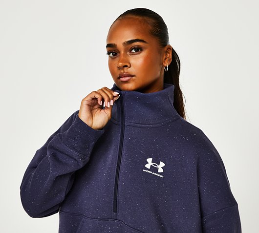 Under Armour Womens Rival Fleece Half Zip Top | Tempered Steel | Footasylum