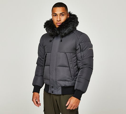 Kings Will Dream Zander Puffer Bomber Jacket | Asphalt | Footasylum