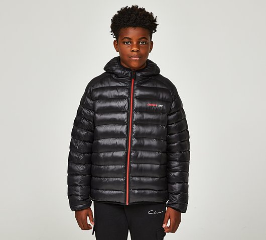 Closure London Junior Contrast Zip Slim Puffer Jacket | Black | Footasylum