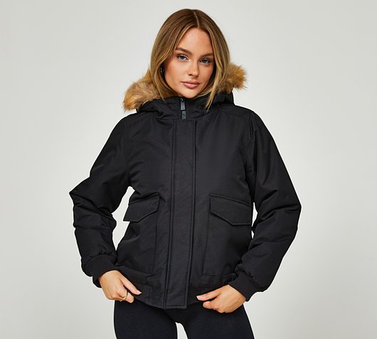 French Connection - Womens Padded Fur Bomber Jacket