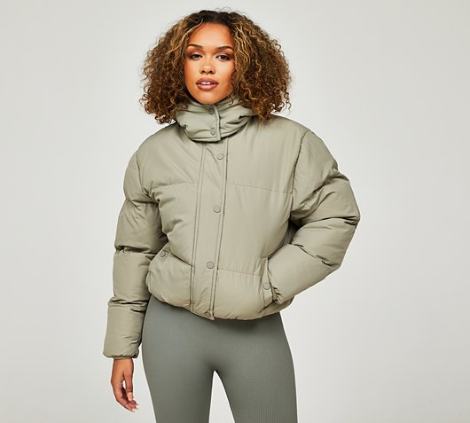 Womens Crop Oversized Puffer Jacket