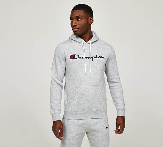 Champion American Embroidered Hoodie | Grey Heather | Footasylum