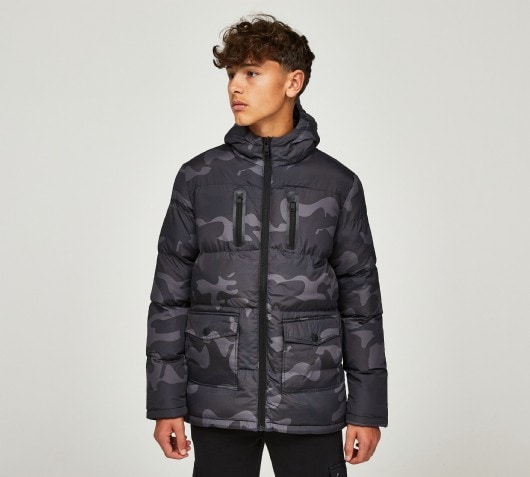 Junior Camo Puffer Parka Jacket