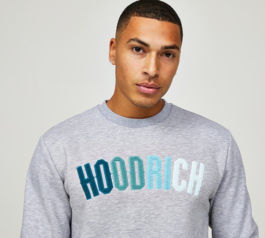 Hoodrich OG Kraze Sweatshirt | Heather Grey / Deep Lagoon / Aqua Haze |  Footasylum