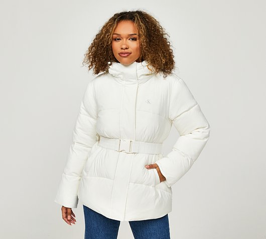 Womens Logo Belt Short Puffer Jacket