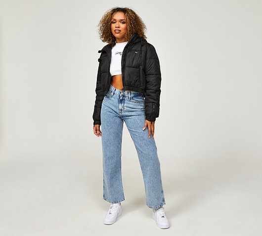 Womens Crop Hooded Puffer Jacket