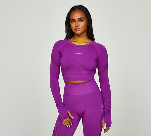 Womens Ultra Seamless Crop Long Sleeve T-Shirt