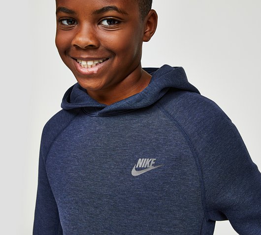 Nike Junior Tech Fleece Overhead Hoodie | Obsidian Heather | Footasylum
