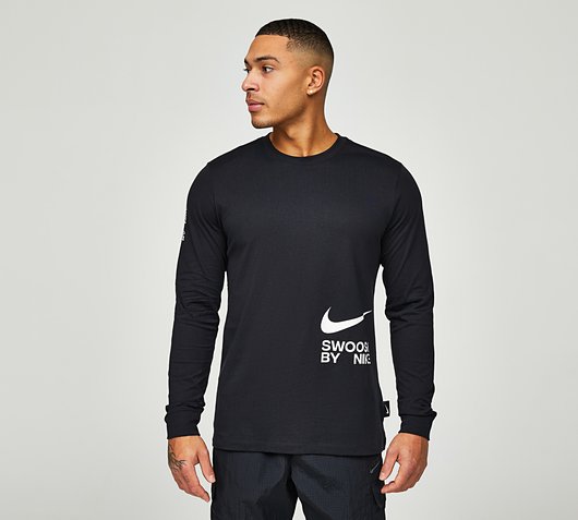 Nike Big Swoosh Long Sleeve T-Shirt | Black | Footasylum