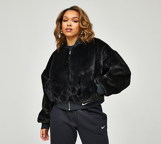 Womens Faux Fur Bomber Jacket