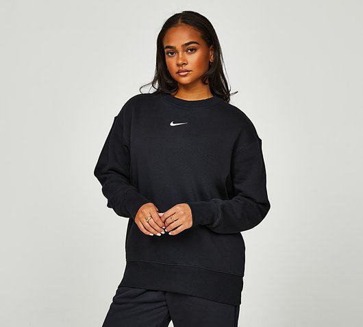 Nike Womens Phoenix Oversize Fleece Sweatshirt | Black / Sail | Footasylum