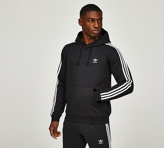 adidas Originals 3-Stripes Hoodie | Black / White | Footasylum