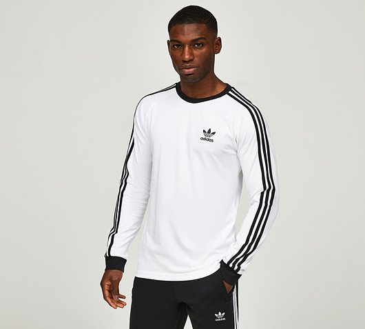 adidas Originals 3 Stripe Long Sleeve T-Shirt | White / Black | Footasylum