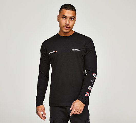 Closure London Multi Logo Long Sleeve T-Shirt | Black | Footasylum